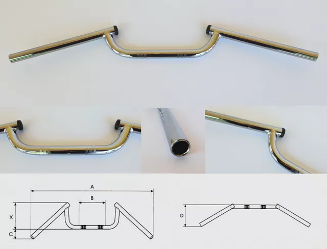 GUIDON ACE BAR  Ø 22,2 mm TOMMASELLI CONDOR CAFE RACER, MOTO CLASSIQUE