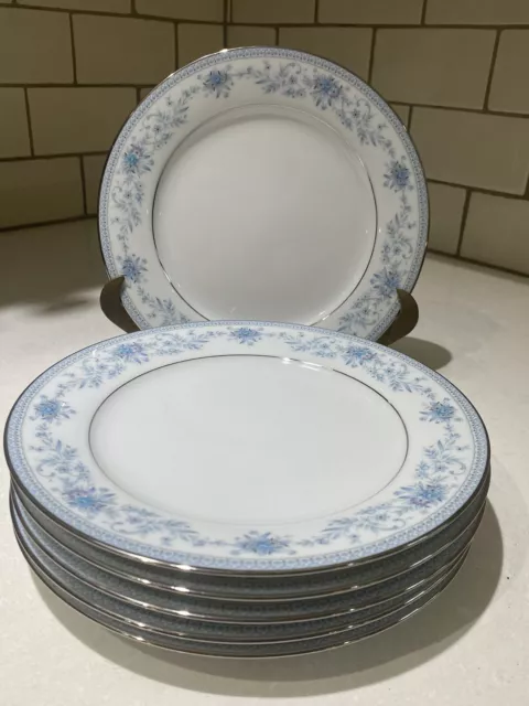 Noritake Contemporary Fine China Blue Hill Salad Plates 2482 Set of 6 - 8 1/4"