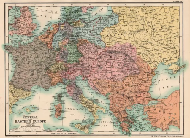 EARLY 19TH CENTURY EUROPE. Central and Eastern Europe 1814-1863 1902 old map