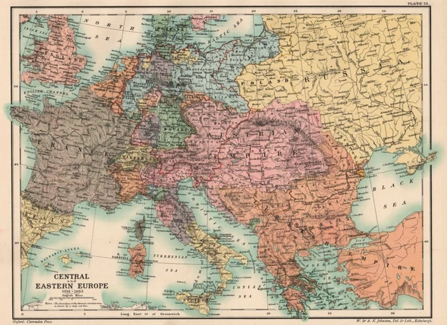 EARLY 19TH CENTURY EUROPE. Central and Eastern Europe 1814-1863 1902 old map