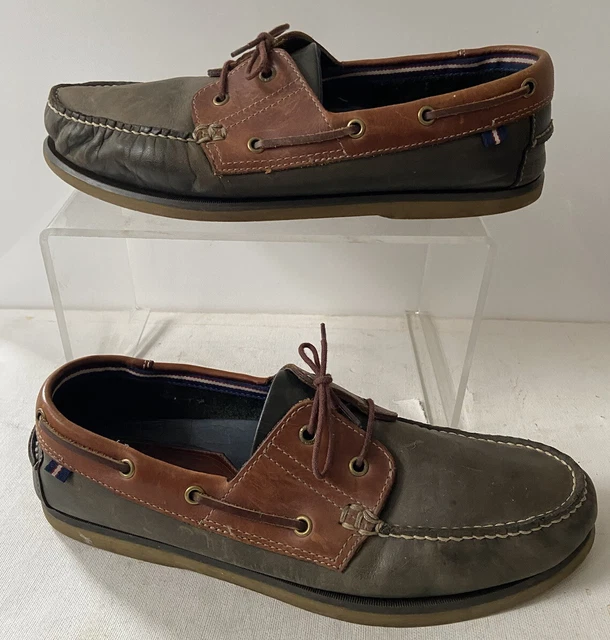 MARKS AND SPENCER Blue Harbour Khaki & Brown Leather Deck /Boat Shoes