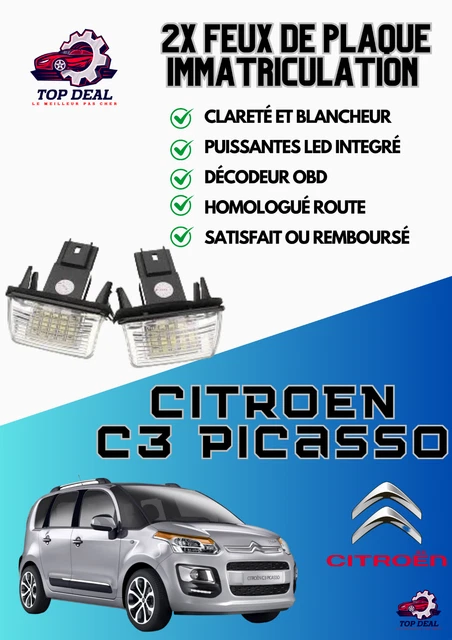 Kit éclairage Plaque LED 12V 3W Canbus - Pour Peugeot 107 & Citroën C1 (2005-2014) - Blanc