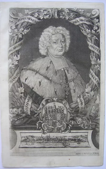 Lothar Franz von Schönborn (1655-1729) Kurfürst Orig Kupferstich Montalegre 1711