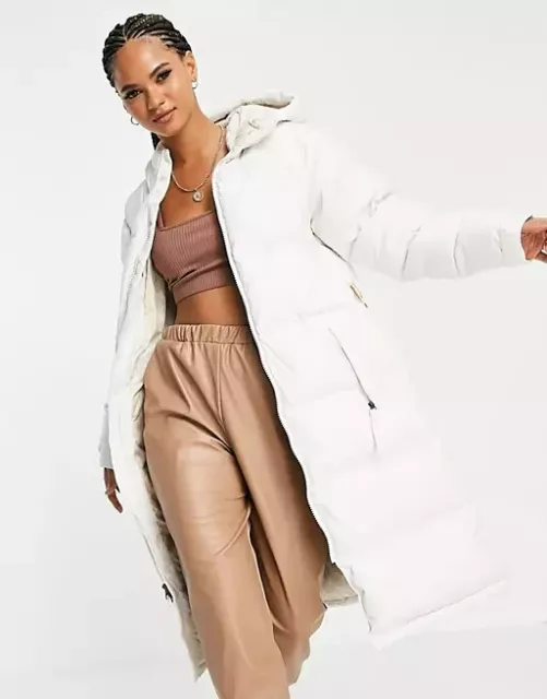 The North Face Da Donna Parka Lungo Con Cintura Nuptse / Bianco / Medio / Nuovo Con Etichette Prezzo Disponibile £360