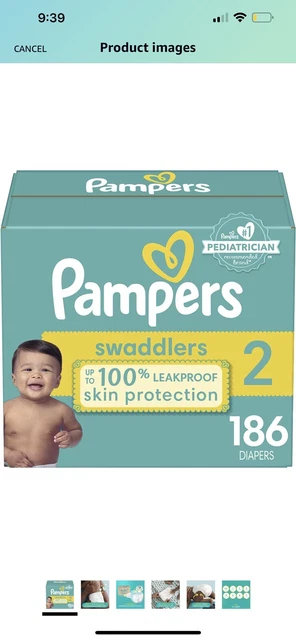 Size 2 Pampers Swaddlers Unopened 186 Count
