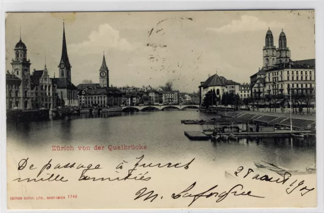 AK Zürich von der Quaibrücke, 1901