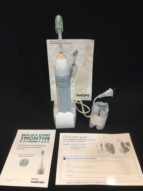Cepillo de dientes recargable Philips Sonicare Elite HX5910 cargador y estuche de viaje de nailon