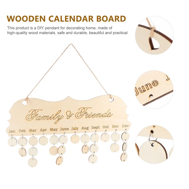 Calendario Compleanni In Legno Bestoyard – 40x40 Cm Con Lettere 'Birthdays' – Decorazione Parete Con Dischi Riordinabili - 2