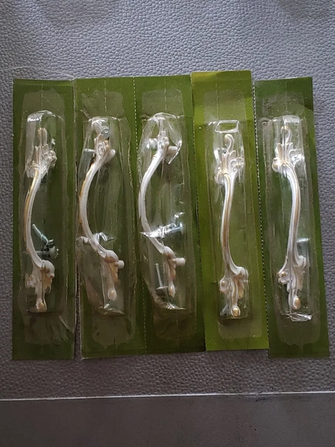 5 VNTGE Ivory Gold FRENCH PROVINCIAL DRAWER PULLS HANDLES 1960s Craftsman Sears