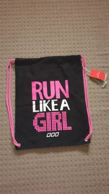 Lorna Jane Gym Bag Run Like A Girl Black & Pink BNWT