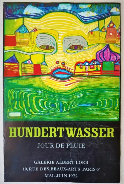 HUNDERTWASSER affiche originale entoilée 1972