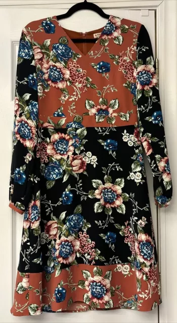 Brooks Brothers Colorful Floral Dress. Size 4. Long Sleeve. Lined. Work Office