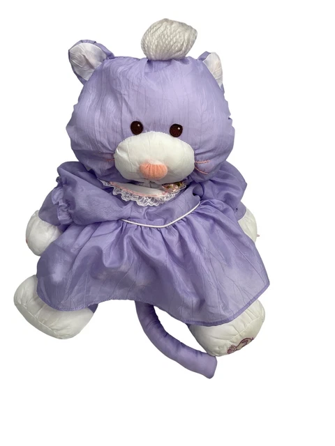 vintage fisher Price Puffalump Purple Kitty Cat Nylon Plush Doll Stuffed