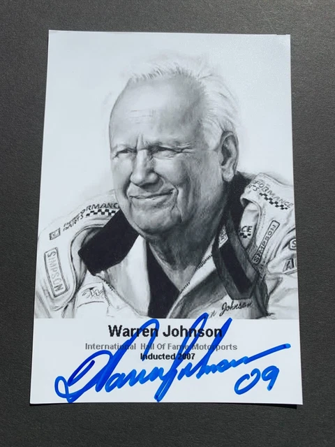 WARREN JOHNSON Dragracer HOF signed autograph 4x6 Photo