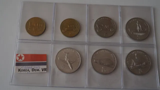KOREA /   KMS. 2002 Unc 7 Münzen  Prägefrisch..