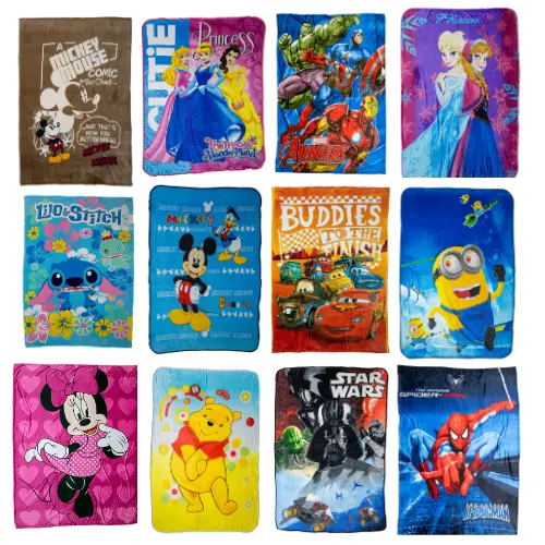 King Single Soft Fleece Blanket Minnie Mouse Lilo and Stitch Lightning McQueen