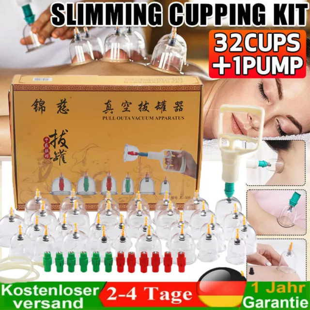 ABC SCHRÖPFEN SET VAKUUM MASSAGE MIT 32 SCHRÖPFGLÄSER- Cupping Set Saugglocken