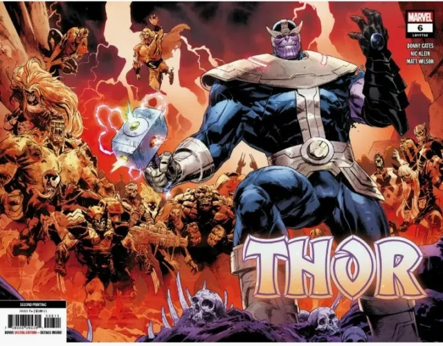 MARVEL COMICS THOR #6 2ND PRINTING Thanos Wraparound KLEIN VARIANt 2020