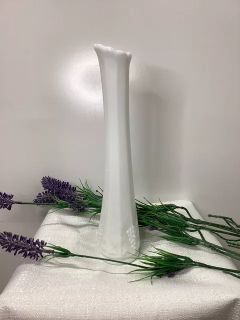 Vintage Westmoreland Milk Glass Swung Bud Vase Paneled Grape White