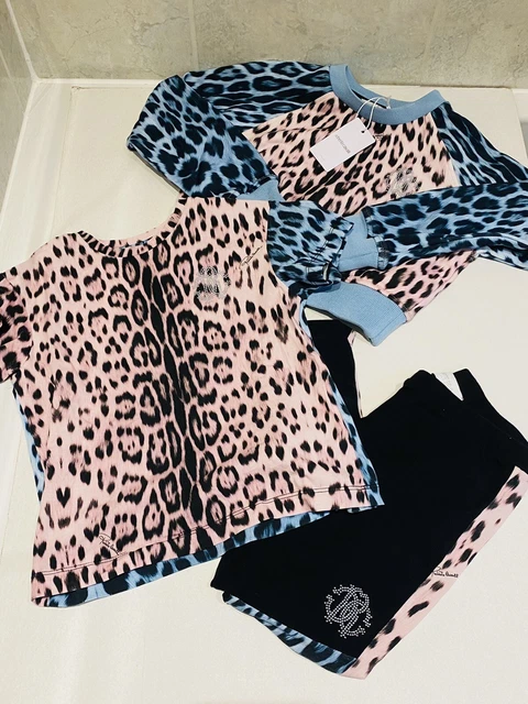 Roberto Cavalli Girls Top Legging Jumper Set Age 8 Small Fit Designer Clothes