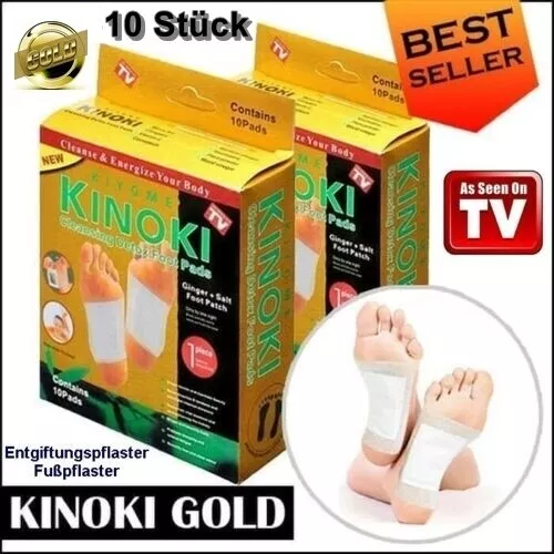 10 Stück Kinoki Bambuspflaster Vitalpflaster Vital Fußpflaster Fußpads Fuß GOLD