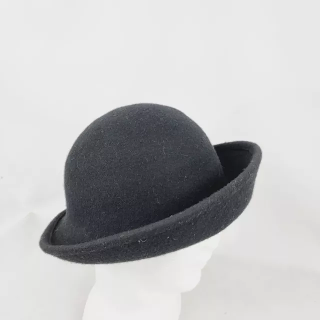 Women's Ladies Unisex Wool Felt Fedora Hat Wide Brim Black Upturn Kettle Bowler