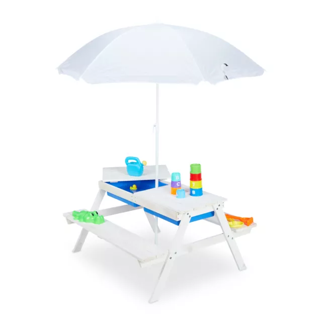 Gruppo seggiolino per bambini tavolo da picnic legno mobili per scuola materna set seggiolino per bambini ombrellone