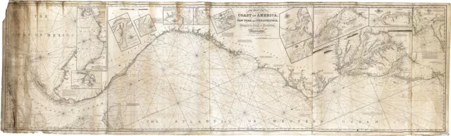 1837 U.S. Nautical chart Atlantic and Gulf Coast Wall Poster Survey Coastal Map