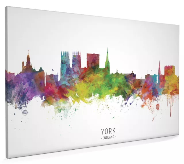 York Skyline England, Poster, Canvas or Framed Print, watercolour painting 6548