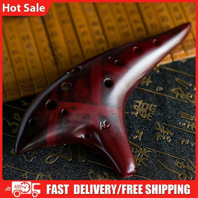 12 Hole Smokey Fired Alto C Tone Ocarinas with Protective Bag (Light Brown)