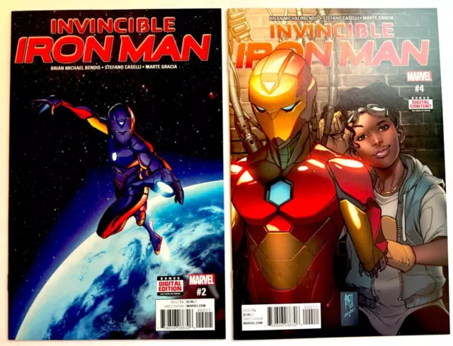 Marvel INVINCIBLE IRON MAN (2017) #2 + 4 Iron Heart Lot NM (9.4) Ships FREE!