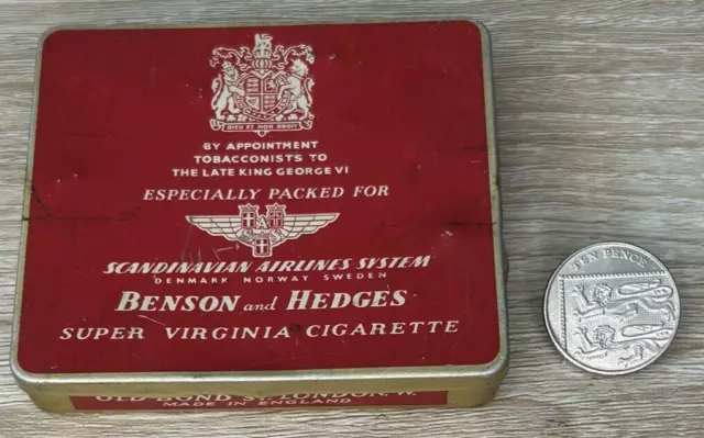 Vintage Benson & Hedges, Scandinavian Airlines, Super Virginia Cigarette Tin