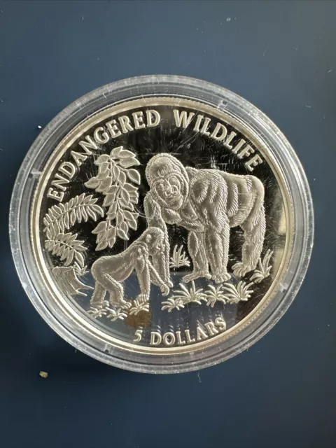 5 Dollars 1996 Cook-Islands Silber PP Gorilla