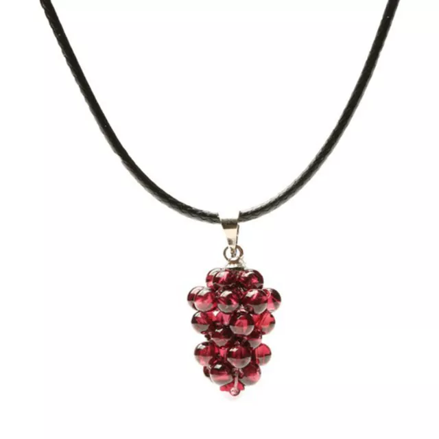 Naturel Rouge Grenat Pierre Raisin Pendentif Bourgogne Gemme Charme Collier