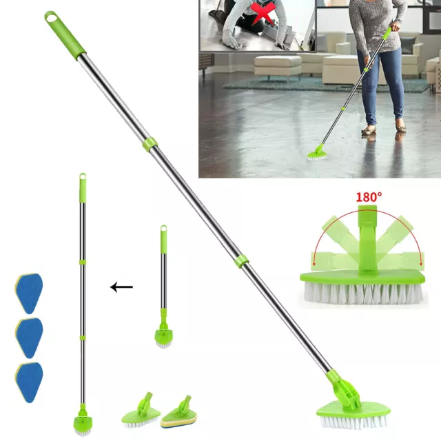 Long Handle Scrub Brush 3 in 1 Tub Tile Scrubber with 46inch Extendable ·