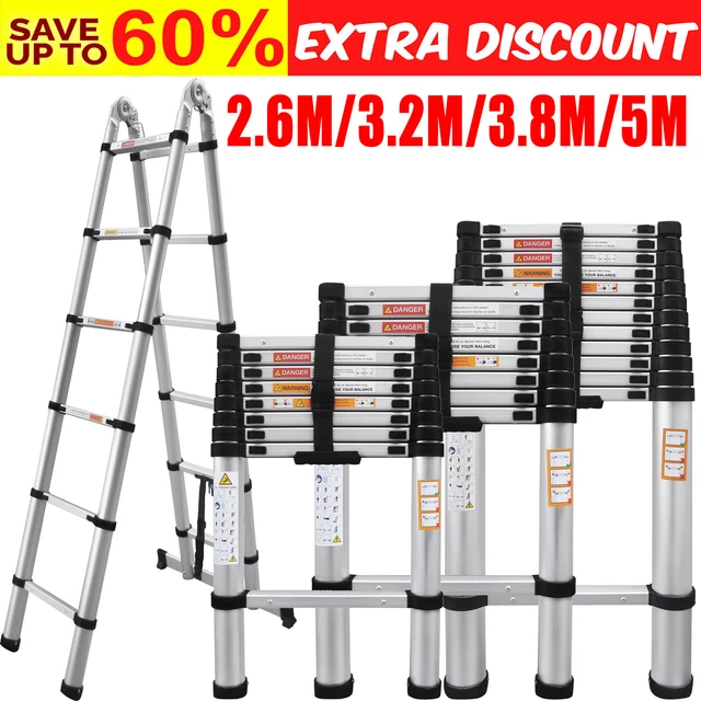 TELESCOPIC LOFT LADDER Extendable Collapsible Step Ladders Securing
