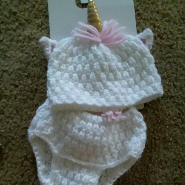 Cloud Island Hat And Diaper Cover Unicorn