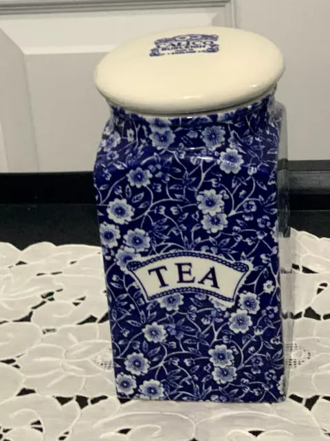 Calico blue Burleigh TEA canister/lid (England)