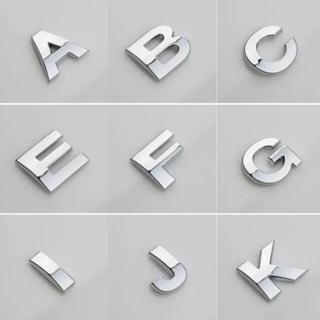 25mm A-Z Alphabet Letters Car Sticker Self-Adhesive Auto Badge Emblem 3D Chrome 3