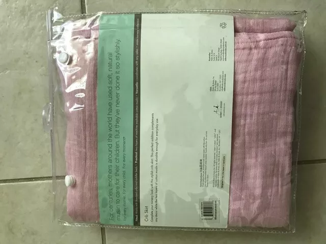 NUEVO EN CAJA Aden + Anais Falda para Cuna Polvo Volantes Niño Pequeño Cama Rosa Niebla 100% Algodón Musli 3