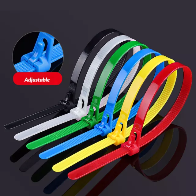 Releasable / Reusable Cable Ties Nylon Zip Tie Wraps Strong  Self-Locking Ties