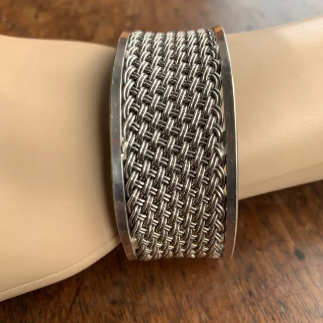 Stunning Heavy Solid Stirling Silver 925 Wide Mesh Bracelet