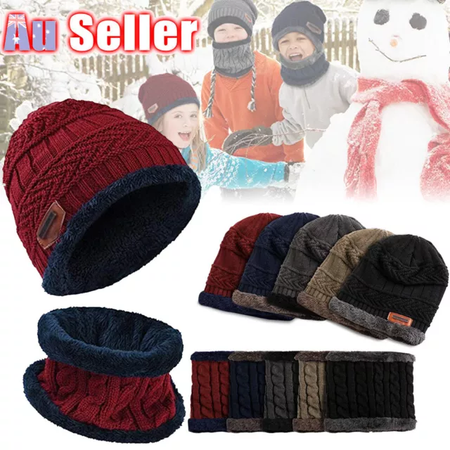 2 in 1 Child Cap kids Girl Winter Warm Knitted Beanie Soft Hat Scarf Set Baby