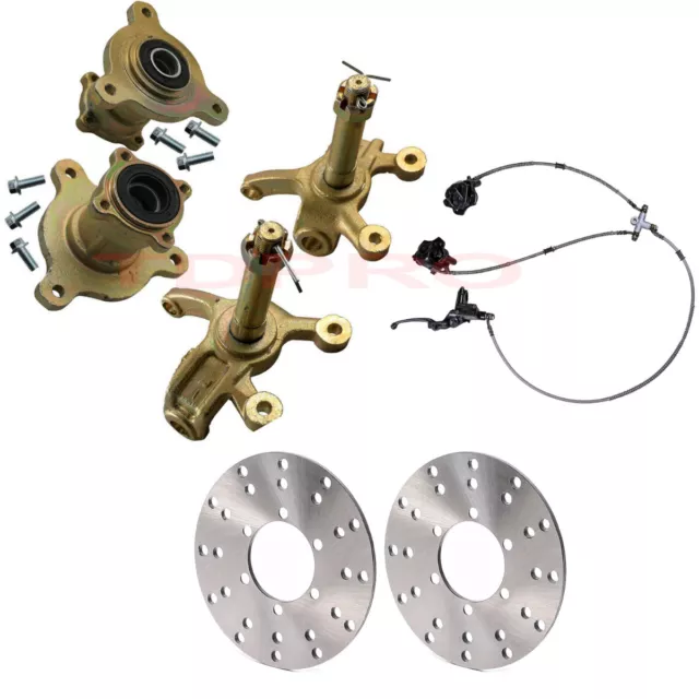 3 Stud Front Wheel Hub Steering Knuckle Brake Caliper Rotor Kit Go Kart ATV Quad