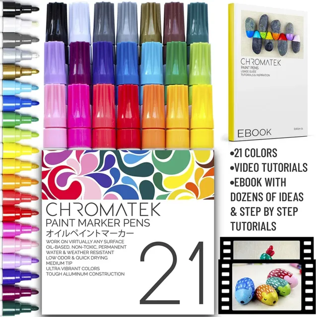 Paint Pens Rock Painting, Ceramic Glass Wood Multi-Surface Waterproof Quick Dry