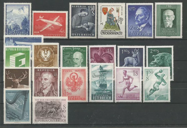 Österreich Jahrgang 1958 und 1959 komplett postfrisch ohne Trachten 58