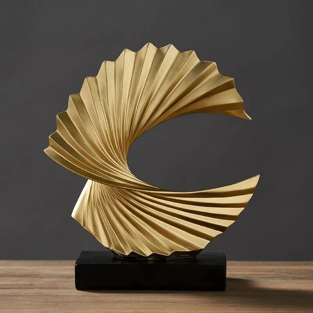 Modern Decor Abstract Sculpture Resin Sculptur Art Golden Statue Living Room