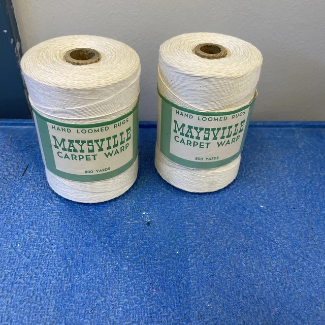 Rollo vintage (Nuevo) Maysville urdimbre alfombra blanca 800 yardas con etiqueta nuevo de lote antiguo