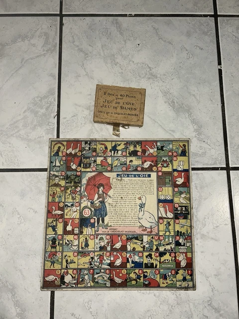 Jeu De L'oie Ancien 'Vermifuge Lune' (1930) - En Carton - Format 21x30.2 Cm - Occasion Vintage