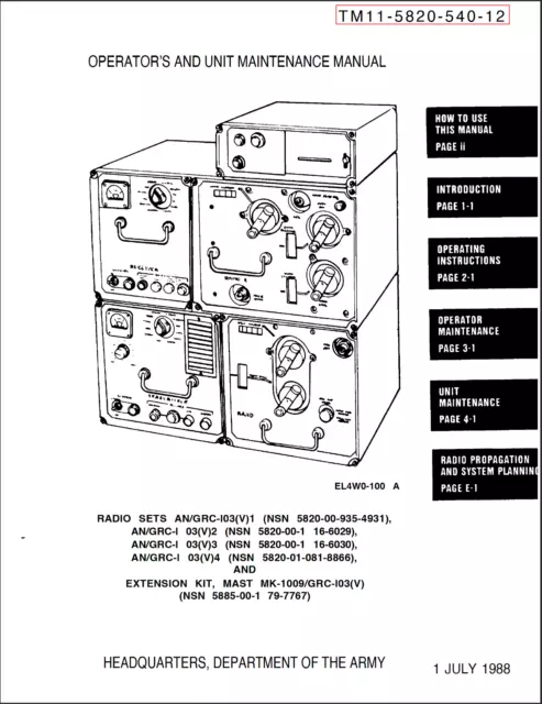 2,734 Page 1989 Army AN/GRC-103 RADIO SET & MAST MK-1009/GRC-103 Manuals on CD